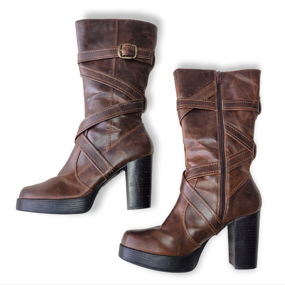 Sketchers vintage Y2K chunky platform brown heeled boot 8 - Picture 3 of 9